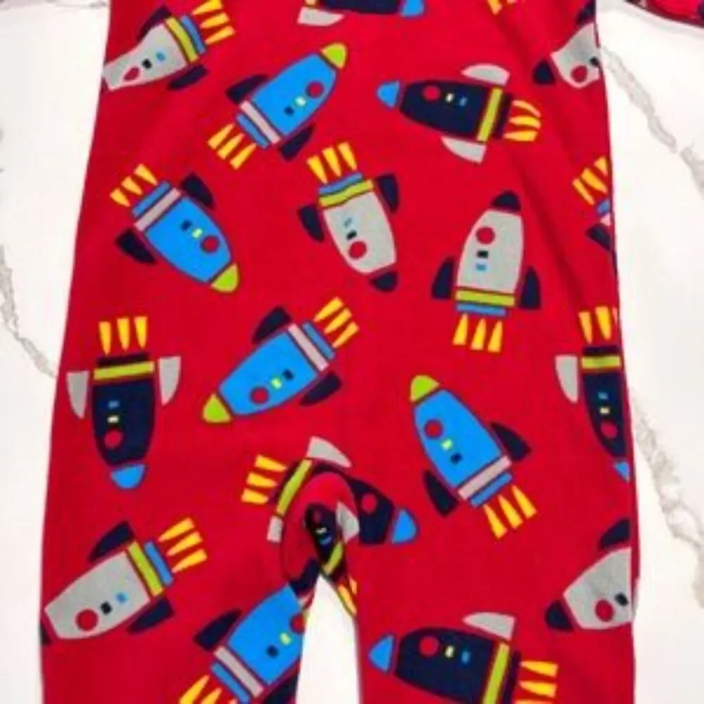 Carter's | Toddler Boys Red Rocket Print Footed Pajamas Fleece Sleeper 2T